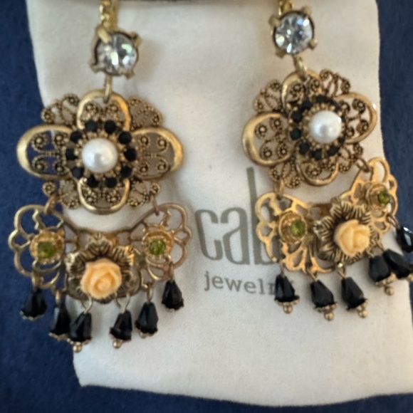 CAbi Gold and Black Baroque Earrings - Picture 1 of 12